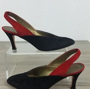 Evan-Picone suede sling back heels